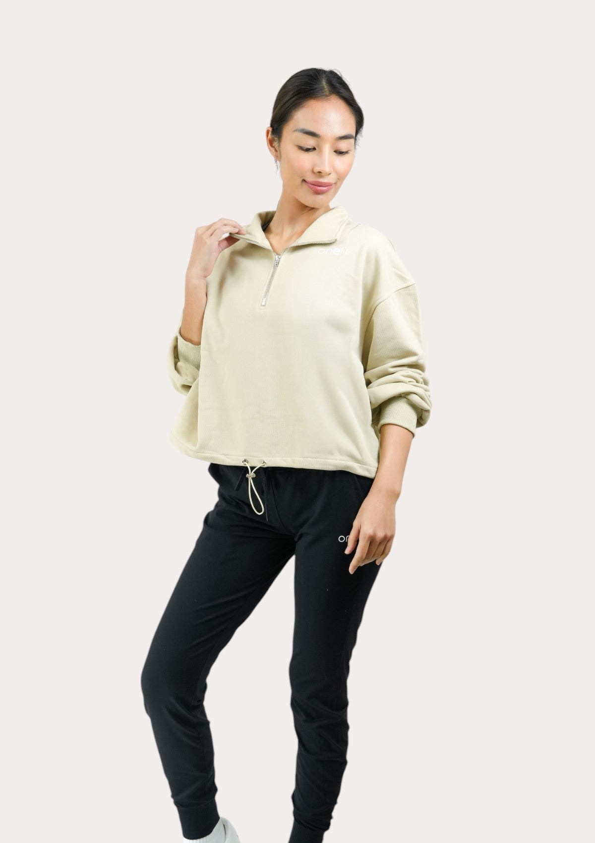 onelit レディース クロップド オーバーサイズ ハーフジップ